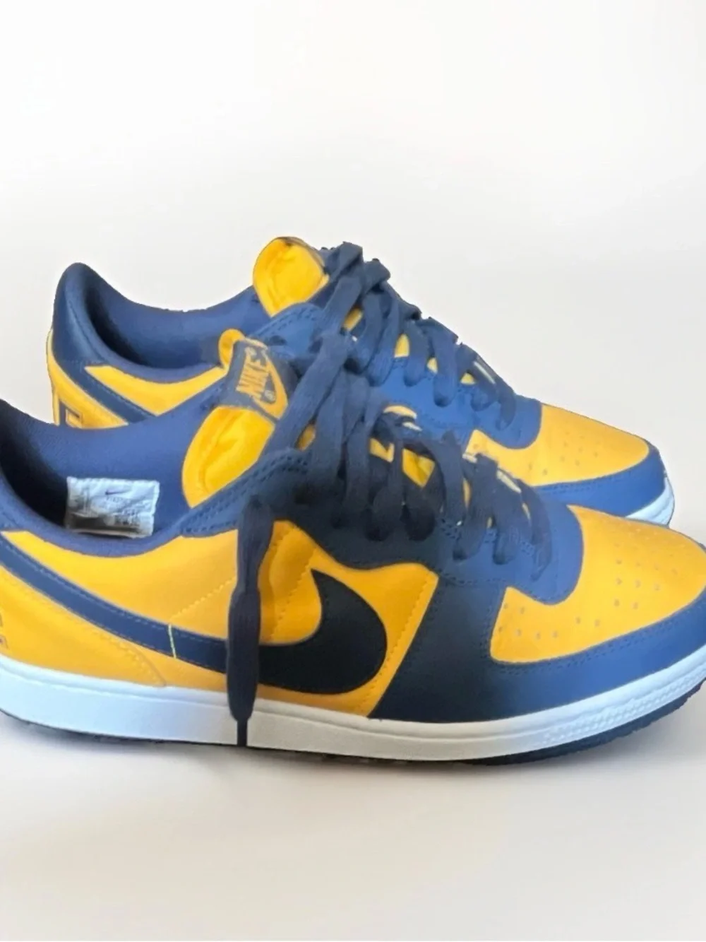 Nike men Low-Top dunks Sneakers in Yellow and Navy Blue